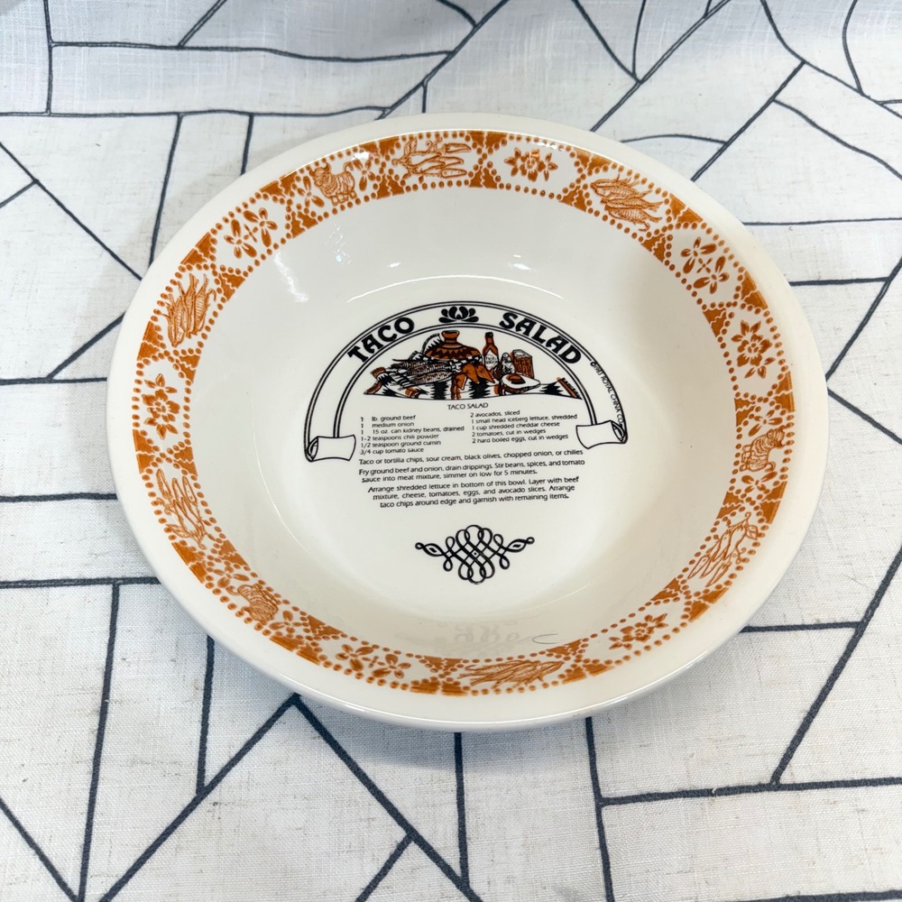 Royal China Garden Classics Serving Bowl 10" Cream Taco Salad Recipe Vintage